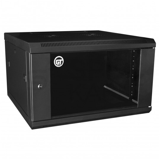 Szafa wisząca RACK 19" 6U 600mm drzwi szklane czarna GTS zdejmowane boki Seria AD