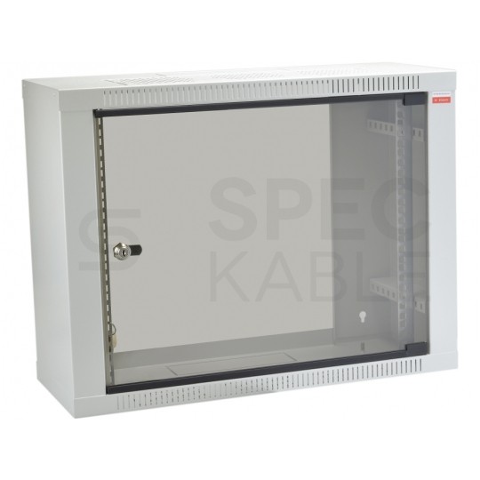 Szafa wisząca RACK 19" 9U 240mm drzwi szklane szara NEKU
