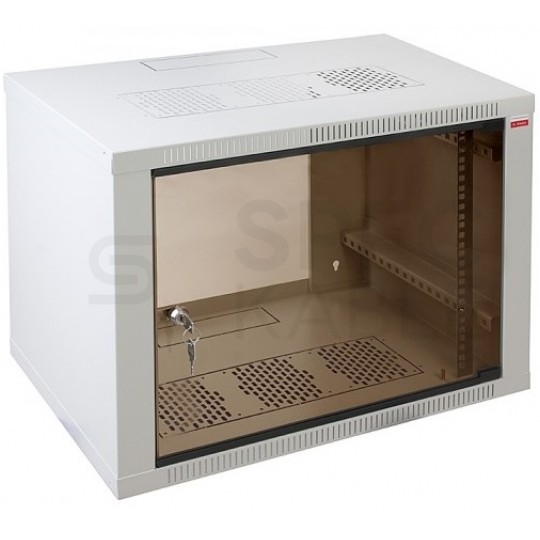 Szafa wisząca RACK 19" 9U 400mm drzwi szklane szara NEKU