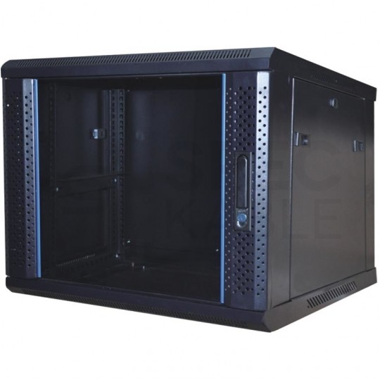 Szafa wisząca RACK 19" 9U 450mm drzwi metal-szkło czarna GT zdejmowane boki Seria AB