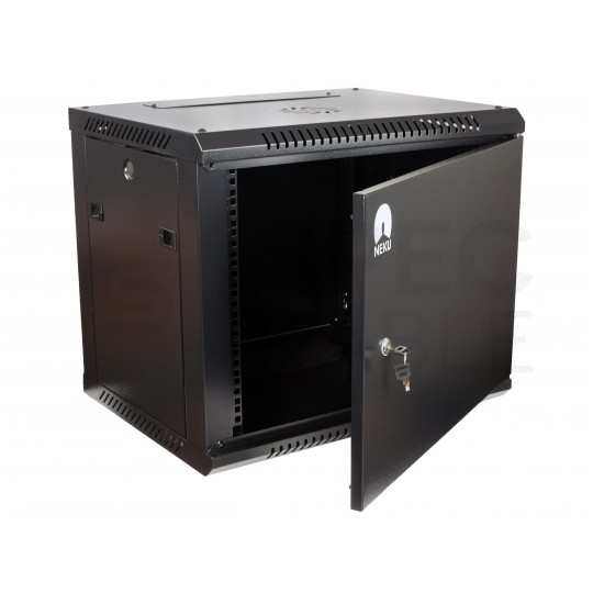 Szafa wisząca RACK 19" 9U 450mm drzwi pełne czarna NEKU TS BOX