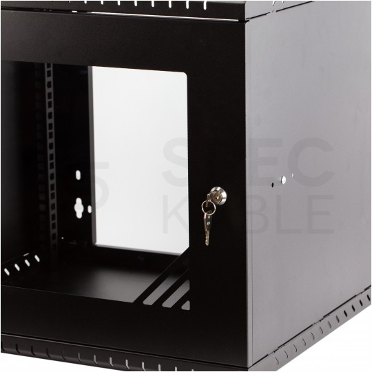 Szafa wisząca RACK 19" 9U 450mm drzwi szklane czarna PRO