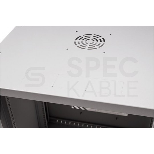 Szafa wisząca RACK 19" 9U 450mm drzwi szklane szara PRO