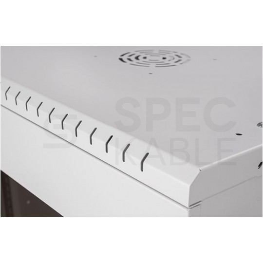 Szafa wisząca RACK 19" 9U 450mm drzwi szklane szara PRO