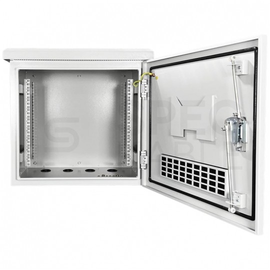 Szafa wisząca RACK 19" 9U 450mm zewnętrzna hermetyczna drzwi pełne z zamkiem szara IP55 ALANTEC