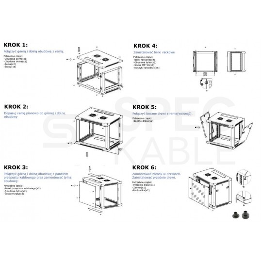 Szafa wisząca RACK 19" 9U 600mm drzwi szklane czarna NEKU TS BOX