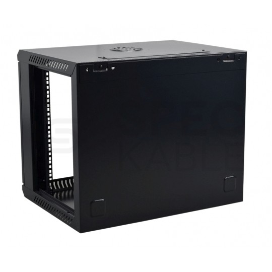 Szafa wisząca RACK 19" 9U 600mm drzwi szklane czarna NEKU TS BOX