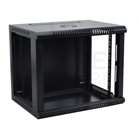 Szafa wisząca RACK 19" 9U 600mm drzwi szklane czarna NEKU TS BOX