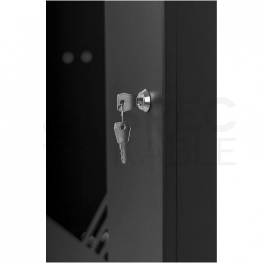 Szafa wisząca RACK 19" 9U 600mm drzwi szklane czarna PRO