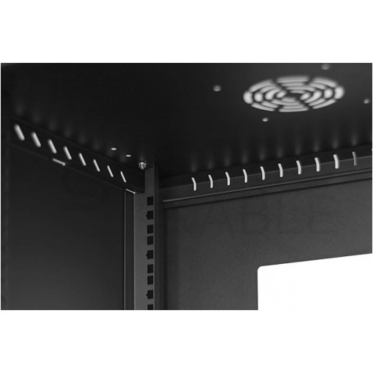 Szafa wisząca RACK 19" 9U 600mm drzwi szklane czarna PRO