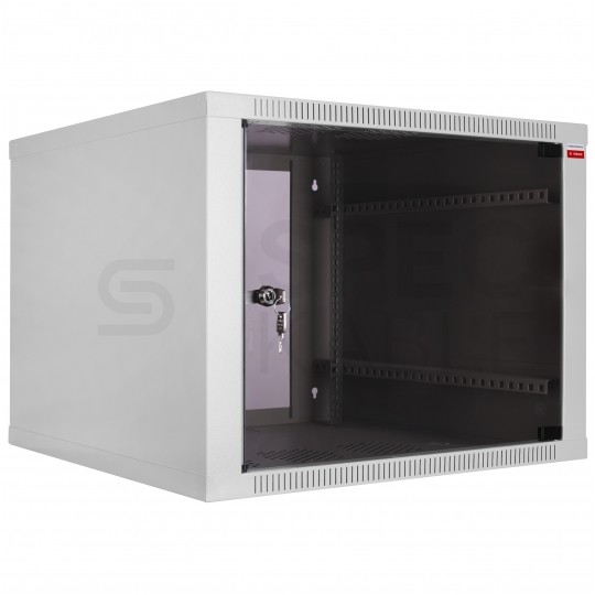 Szafa wisząca RACK 19" 9U 600mm drzwi szklane szara Polska Szafa Rack