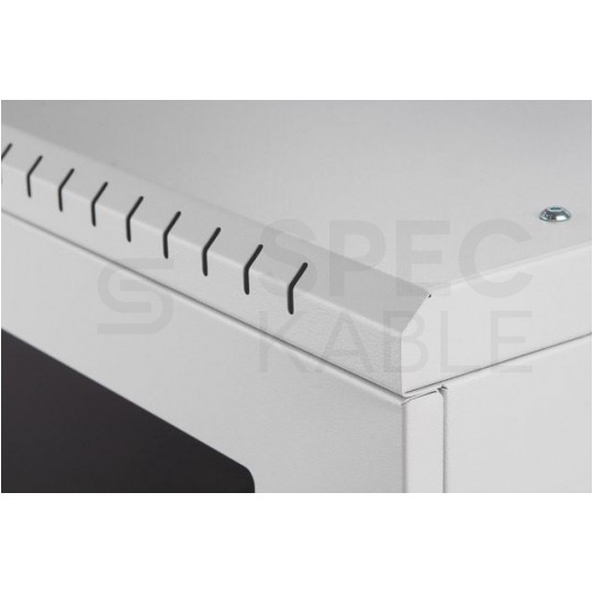 Szafa wisząca RACK 19" 9U 600mm drzwi szklane szara PRO