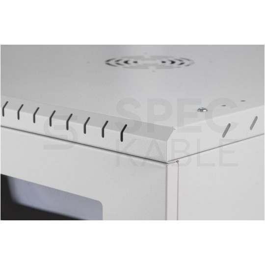 Szafa wisząca RACK 19" 9U 600mm drzwi szklane szara PRO