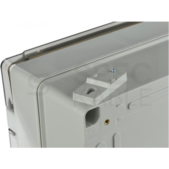 Szafka hermetyczna IP65 rozdzielnica plastikowa 300x210x130mm z płytą montażową szara z przezroczystymi drzwiami