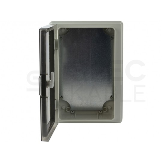 Szafka hermetyczna IP65 rozdzielnica plastikowa 300x210x130mm z płytą montażową szara z przezroczystymi drzwiami