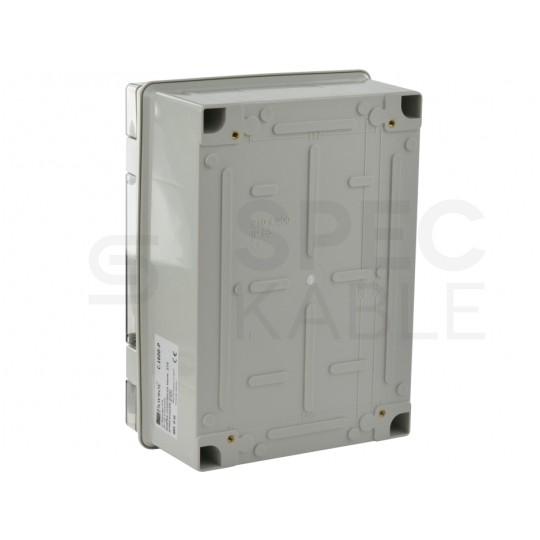 Szafka hermetyczna IP65 rozdzielnica plastikowa 300x210x130mm z płytą montażową szara z przezroczystymi drzwiami