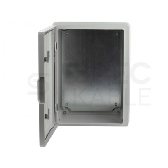 Szafka hermetyczna IP65 rozdzielnica plastikowa 310x410x230mm z płytą montażową szara nieprzezroczysta