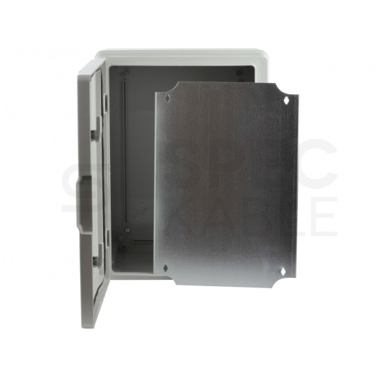 Szafka hermetyczna IP65 rozdzielnica plastikowa 310x410x230mm z płytą montażową szara nieprzezroczysta