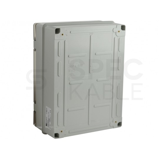 Szafka hermetyczna IP65 rozdzielnica plastikowa 400x300x170mm z płytą montażową szara z przezroczystymi drzwiami