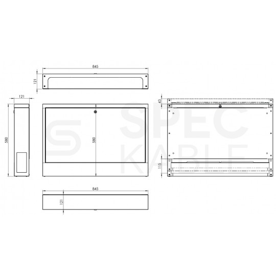 Szafka natynkowa ORN-5 do montażu rozdzielacza hydraulicznego na 12 obwodów grzewczych 845x121x580mm biała