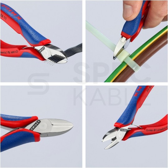 Szczypce boczne tnące dla elektroników 130mm precyzyjne okragłe bez ścięcia KNIPEX 77 82 130