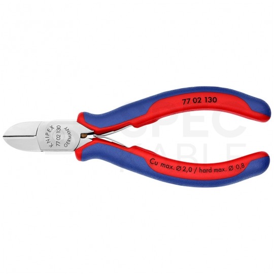 Szczypce boczne tnące dla elektroników 130mm precyzyjne okragłe ze ścięciem KNIPEX 77 02 130