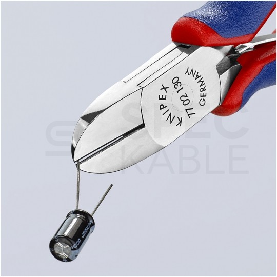 Szczypce boczne tnące dla elektroników 130mm precyzyjne okragłe ze ścięciem KNIPEX 77 02 130