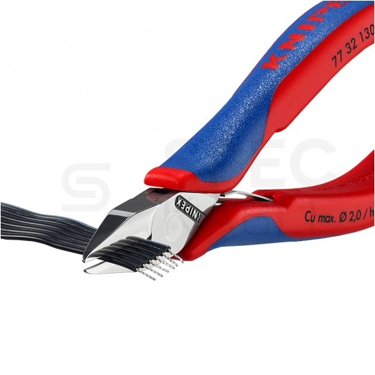 Szczypce boczne tnące dla elektroników 130mm precyzyjne zwężone z małym ścięciem KNIPEX 77 32 130