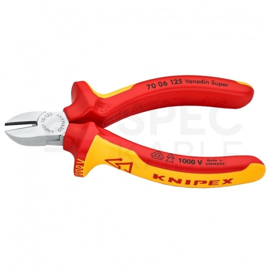 Szczypce boczne tnące uniwersalne 125mm chromowane izolowane VDE 1kV dla elektryka KNIPEX 70 06 125