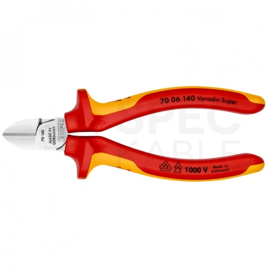 Szczypce boczne tnące uniwersalne 140mm chromowane izolowane VDE 1kV dla elektryka KNIPEX 70 06 140