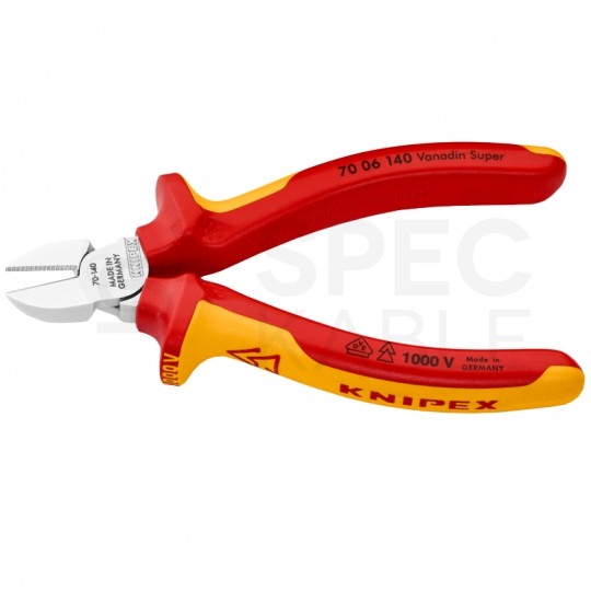 Szczypce boczne tnące uniwersalne 140mm chromowane izolowane VDE 1kV dla elektryka KNIPEX 70 06 140