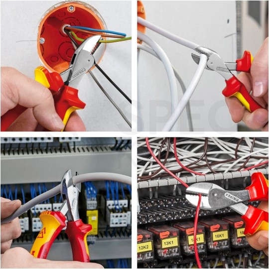 Szczypce boczne tnące X-CUT 160mm z wysokim przełożeniem izolowane VDE 1kV dla elektryka KNIPEX 73 06 160