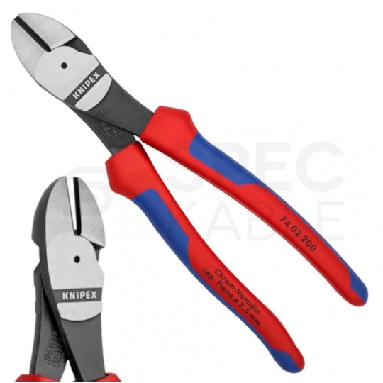 Szczypce boczne tnące ze zwiększonym przełożeniem 200mm fosforanowane KNIPEX 74 02 200