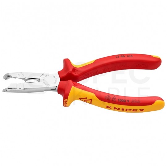 Szczypce do ściągania izolacji 165mm z obcinakiem do kabli izolowane VDE 1kV dla elektryka KNIPEX 13 46 165