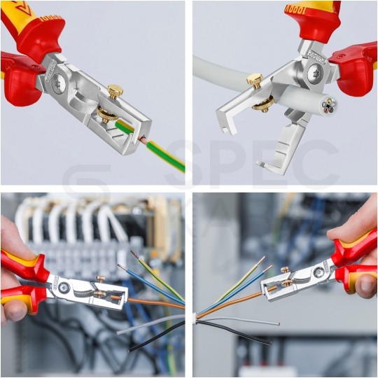 Szczypce do ściągania izolacji 180mm z obcinakiem do kabli izolowane VDE 1kV dla elektryka StriX KNIPEX 13 66 180