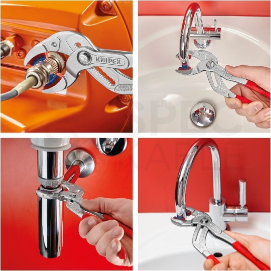 Szczypce do syfonów sanitarnych i złączy 10-75mm chromowane 250mm klucz do rur i armatury KNIPEX 81 13 250