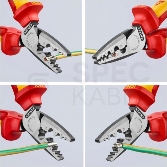 Szczypce do zaciskania tulejek kablowych 0,25-16mm2 izolowane VDE 1kV dla elektryka KNIPEX 97 78 180