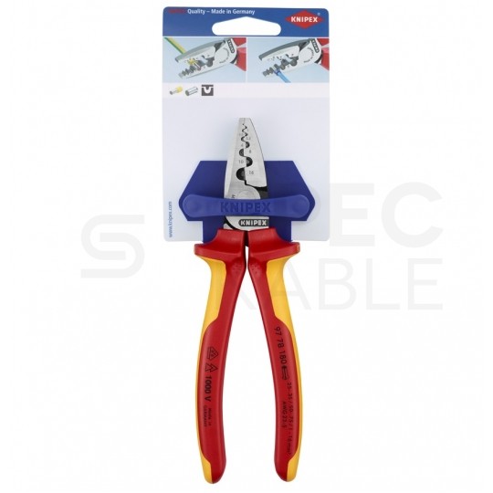 Szczypce do zaciskania tulejek kablowych 0,25-16mm2 izolowane VDE 1kV dla elektryka KNIPEX 97 78 180
