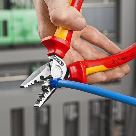 Szczypce do zaciskania tulejek kablowych 0,25-16mm2 izolowane VDE 1kV dla elektryka KNIPEX 97 78 180