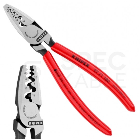 Szczypce do zaciskania tulejek kablowych 0,25-16mm2 powlekane KNIPEX 97 71 180