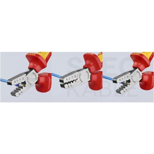 Szczypce do zaciskania tulejek kablowych 0,25-2,5mm2 izolowane VDE 1kV dla elektryka KNIPEX 97 68 145 A