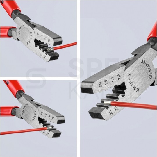 Szczypce do zaciskania tulejek kablowych 0,25-2,5mm2 powlekane KNIPEX 97 68 145 A