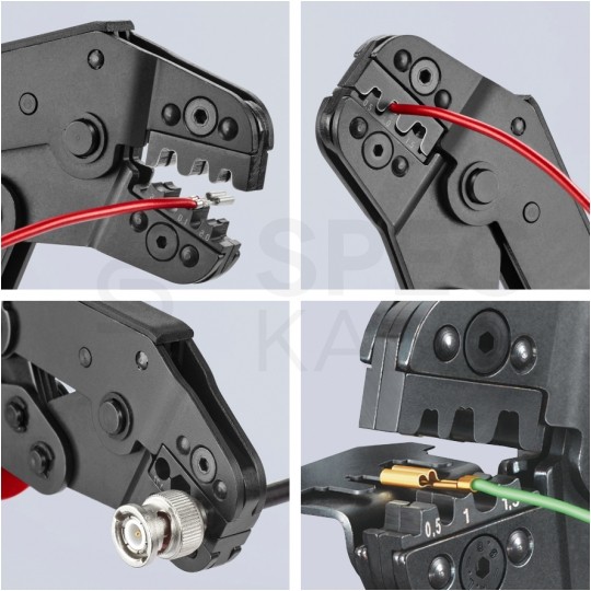 Szczypce do zagniatania precyzyjne wygięte 0,1-1,5mm2 krótka konstrukcja KNIPEX 97 52 14