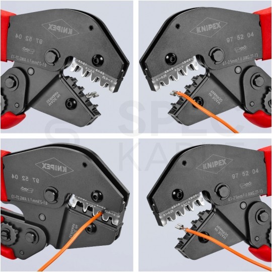 Szczypce do zagniatania wygięte 0,1-2,5mm2 obsługiwane dwoma rękoma KNIPEX 97 52 04