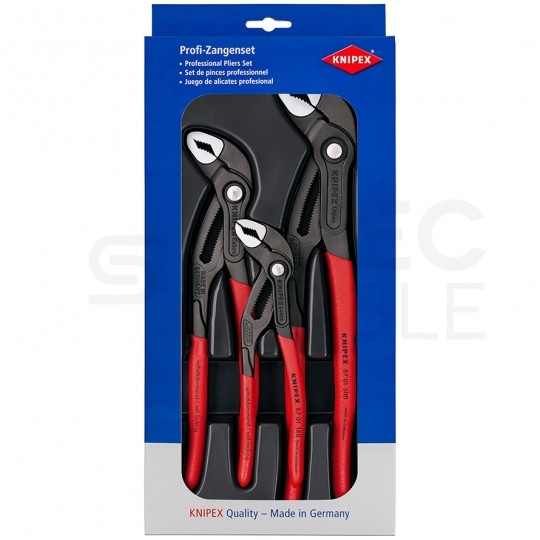 Szczypce nastawne Cobra do rur i armatury Zestaw 3szt. (180mm, 250mm, 300mm) KNIPEX 00 20 09 V02