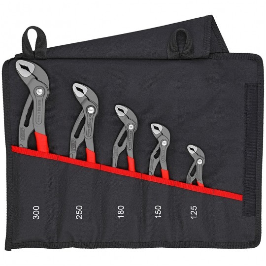 Szczypce nastawne Cobra do rur i armatury Zestaw 5szt. w etui (125mm, 150mm, 180mm, 250mm, 300mm) KNIPEX 00 19 55 S5