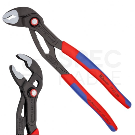 Szczypce nastawne Cobra QuickSet 250mm z wąskimi uchwytami klucz do rur i armatury KNIPEX 87 22 250