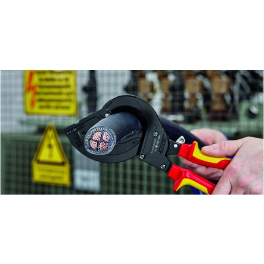 Szczypce nożyce zapadkowe do cięcia przewodów kabli drutów stalowych 45mm VDE 1000V mech. zapadkowy KNIPEX 95 36 315 A