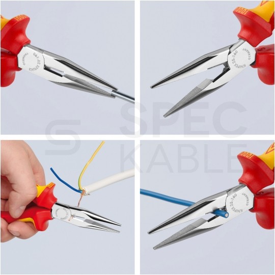 Szczypce półokragłe tnące uniwersalne 160mm chromowane izolowane VDE 1kV dla elektryka KNIPEX 25 06 160