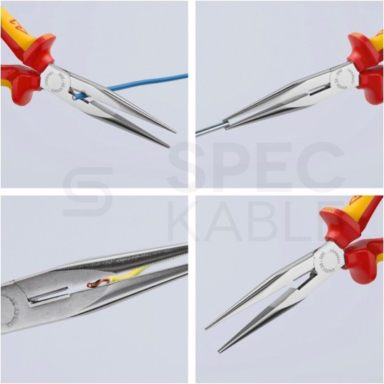 Szczypce półokrągłe tnące uniwersalne 200mm chromowane izolowane VDE 1kV dla elektryka KNIPEX 26 16 200